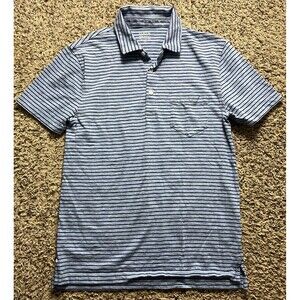 J Crew Slub Cotton Polo Shirt Mens Small Blue Striped Short Sleeve Casual BO128